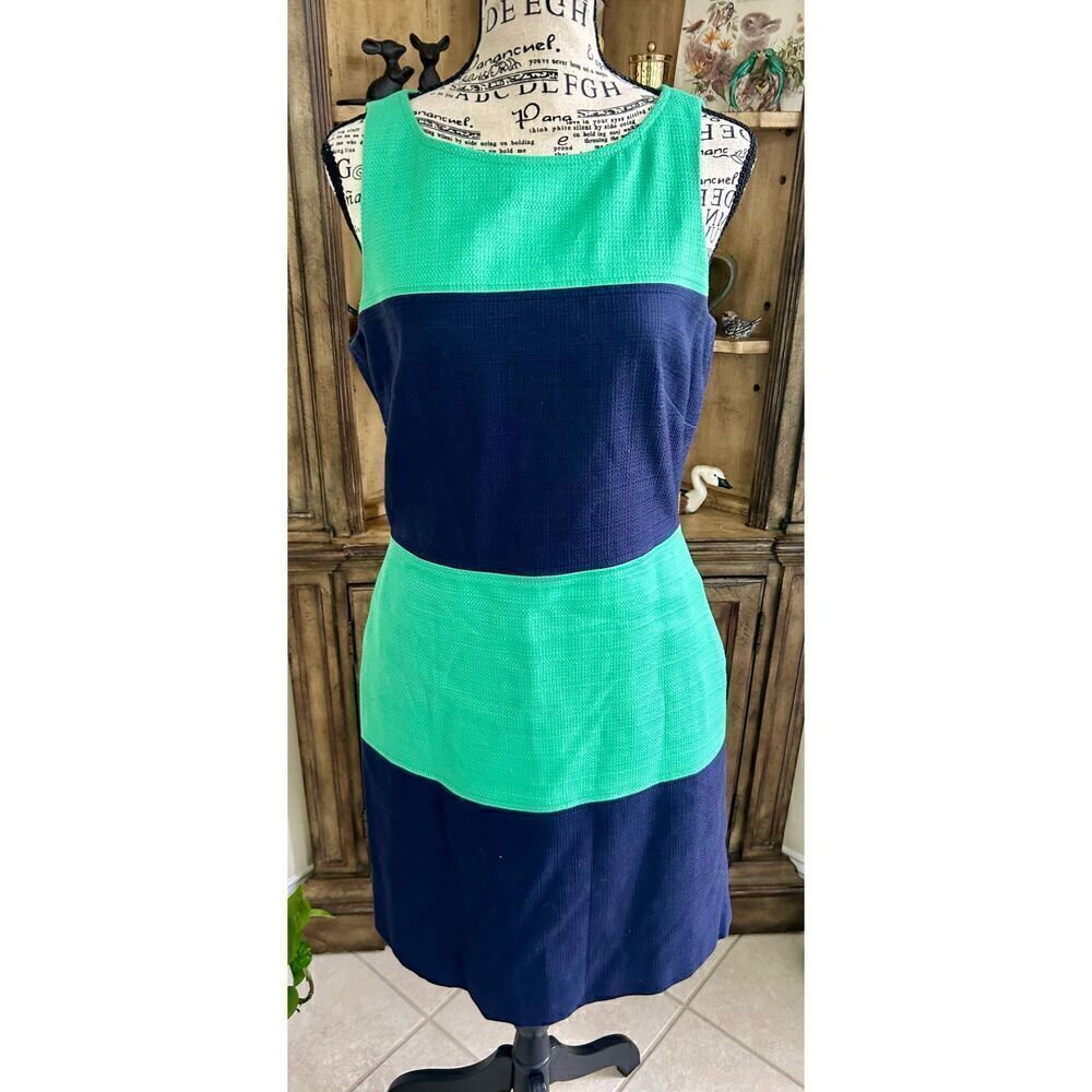 Banana Republic Navy And Green Striped Dress